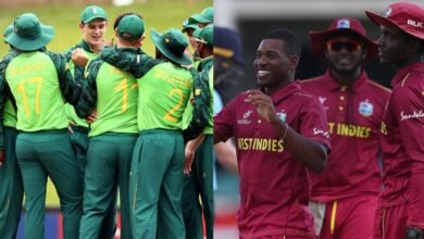 WI-U19 vs SA-U19: West Indies U19 will face off in the 2nd Youth ODI match of the South Africa Under-19s tour of West Indies On December 28th at Arnos Vale Ground, St.Vincent. Fielding first, West Indies U19 fantastically bowled out the U19 Africans at 146 runs where Anderson Mahase picked up a four-wicket haul backed by Onaje & Jaden’s 3 wickets each. While on the batting side Giovente, skipper Ackeem, and Teddy made major contributions but couldn’t chase down the target. On the other hand, South Africa’s openers gave a fine start to their side scoring 64 runs while the rest scored under 20 runs and had set a decent target for the Indies. In the latter half, the bowlers did a great job knocking them out in the 35th over at 128 runs wherein Dewald Brevis and Andile Simelane had chipped in most of the wickets. Match Details Match: West Indies U19 vs South Africa U19, South Africa Under-19s tour of West Indies Date & Time: 28th December at 07:00 PM Venue: Arnos Vale Ground, St.Vincent. Pitch Report The Arnos Vale Ground has a well-balanced track. Indeed many games have not been staged at this venue, but those which have indicated that it has aided both departments evenly. After winning the toss, both sides would look to chase.  Weather Report The temperature is forecasted to hover around 24°C on the matchday with 66% humidity and 13 km/hr wind speed. The weather will be sunny and have no chances of rain interrupting during the match. WI-U19 vs SA-U19 Probable Playing XI West Indies U19 Shaqkere Parris, Matthew Nandu, Teddy Bishop, Ackeem Auguste(c), Rivaldo Clarke(wk), Anderson Mahase, Mckenny Clarke, Johann Layne, Jaden Carmichael, Onaje Amory, Giovonte Depeiza South Africa U19 Jade Smith, Ethan-John Cunningham, Valintine Kitime, Dewald Brevis, George Van Heerden(c), Mickey Copeland, Kaden Solomon(wk), Andile Simelane, Matthew Boast, Liam Alder, Kwena Maphaka WI-U19 vs SA-U19 Dream11 Team Kaden Solomon, Ackeem Auguste, Givonte Depeiza, Ethan Cunningham, Jade Smith, Andile Simelane, Dewald Brevis, Jaden Carmichael, Onaje Amory, Anderson Mahase, Kwena Maphaka Captain: Jaden Carmichael Vice-captain: Dewald Brevis ALSO READ | The Best XI Worth Under INR 90 Crores From IPL 2021