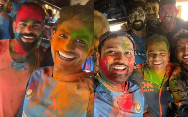 "Virat singing calm down this really is the best crossover of my two worlds" - Twitter reacts as Virat Kohli and Team India enjoy Holi to the core